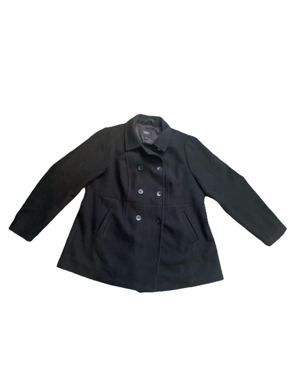 Torrid Womens Double Breasted Pea Coat Plus Sz 1 Black Dress Peacoat #feelthefit